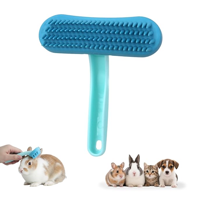 Guinea Pig and Bunny Brush, Beauty Silicone Brush, Soft Smoothing Dog Brush, Shedding Season Helps Untangle Mats and Comb Loose Fur for Chinchillas, Bunnys, Guinea Pigs and Puppies (Blue)