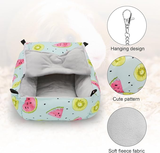 Wontee Guinea Pig Bed Warm Hammock Snuggle Bed for Young Guinea Pig Small Ferret Rat Sugar Glider Squirrel (Green)