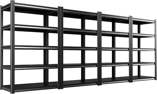 Set of 4 71"H-35"W Garage Shelving-2050LBS 5 Tier Storage Shelves,Adjustable Heavy Duty Metal Shelving Unit and Storage Large Rack,Utility Steel Shelf For Shop Warehouse Industrial Pantry 71"x35"x16"