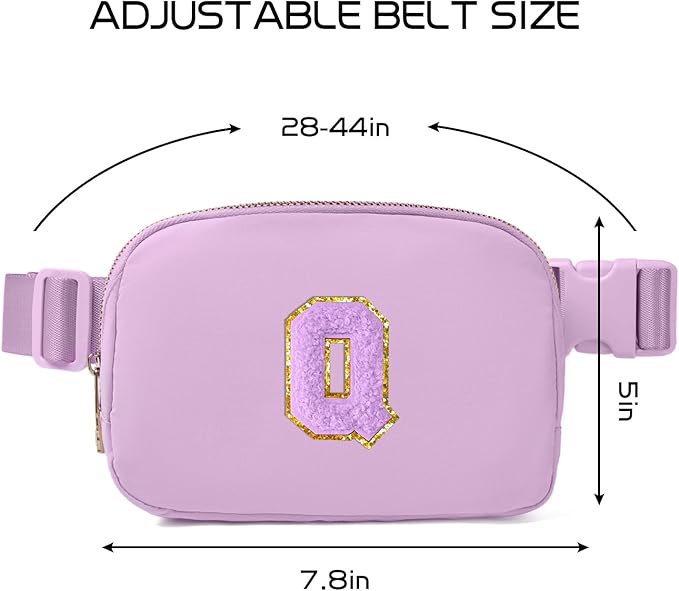 Gitus Gifts for 8 9 10 11 12 Year Old Girls Belt Bag Fanny Pack Crossbody Bags with Initial Letter Patch Cute Stuff Birthday Gifts for Teen Girls Women Personalized Trend Stuff (Lavender-Q)