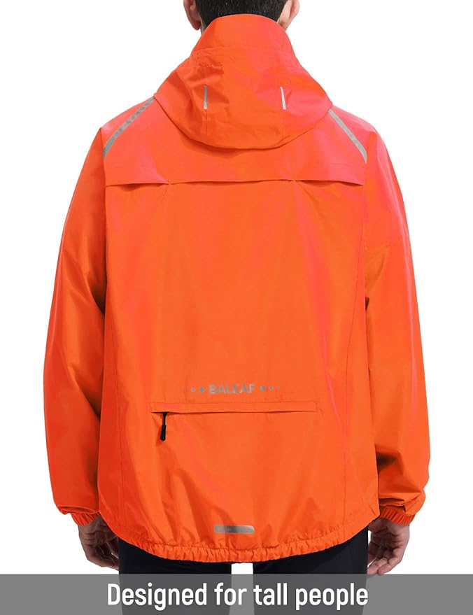 baleaf Men's Rain Jacket Waterproof Windbreaker Raincoat Running Cycling Hiking Gear Hood Lightweight Reflective Packable