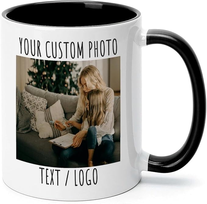 Custom Mug - Personalized Coffee Mug with Image, Logo, or Text | Custom Photo Cup | Customized 11 Oz Ceramic Tea Cup Taza Personalizadas Custom Gifts for Men & Women