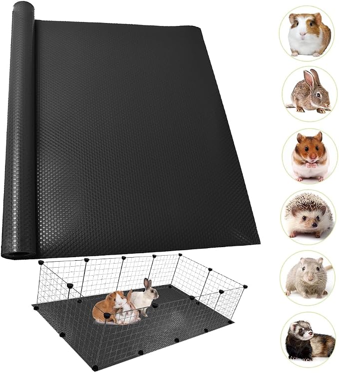 Waterproof Guinea Pig Bedding Rabbit Cage Liner, 118x24 1PCS Black | Cut To Fit Cage,Rabbit Bedding,Hamster Cage Accessories For Rabbits, Hamsters, Gerbils, and Chinchillas, Easy to Clean