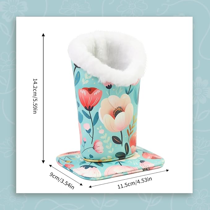 Plush Lined Eyeglasses Holder, Cute Magnetic PU Leather Glasses Stand Case for Women Men Kids