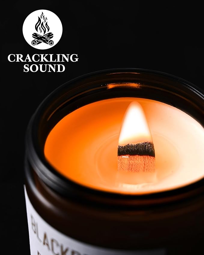 28oz Wood Wick Candles That Crackle: 4 Pack Scented Candles for Home Scented, Aromatherapy Candle Set with Crackling Wooden Wick Up to 200H Burning Candle Gift Set for Birthday Thanksgiving Christmas