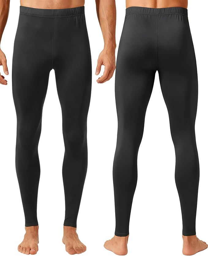 1 or 3 Pack Mens Long Johns Thermal Pants, Fleece Lined Lightweight Base Layer Bottoms, Compression Leggings Winter Gear