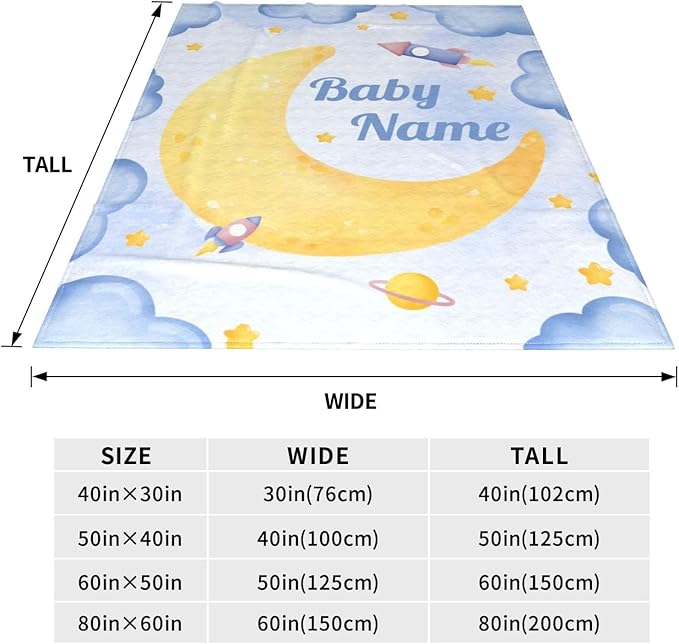 Personalized Baby Blankets for Girls Boys, Custom Baby Blanket with Name, Customized Baby Blanket Gifts for Kids Newborn for Birthday Christmas