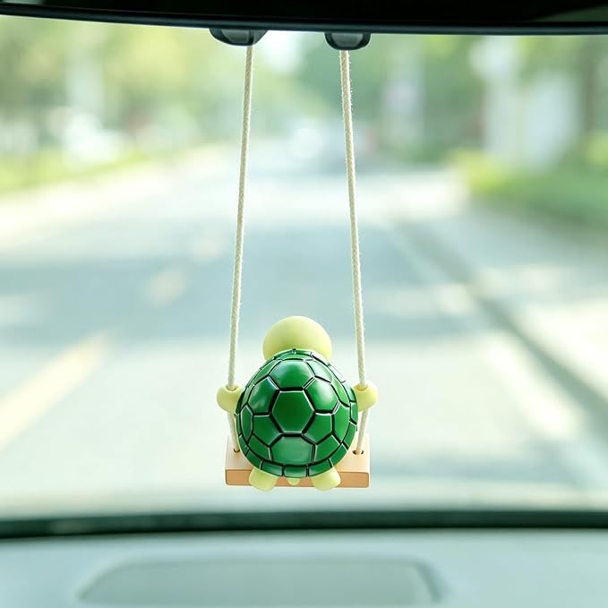 YGMONER Swinging Tortoise Car Hanging Ornament – Funny Rear View Mirror Hanging Accessories, Ideal Gift for Animal Lovers (Tortoise)