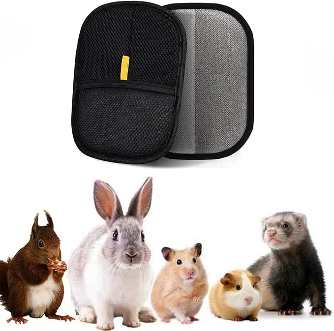 Furry Pet Hair Remover Electrostatic Reusable Grooming Gloves Bunny Ferret Squirrel Hair Remover for Couch Furniture, Carpet, Seat Upgraded Furry Animal Removal Grooming Tool (1)
