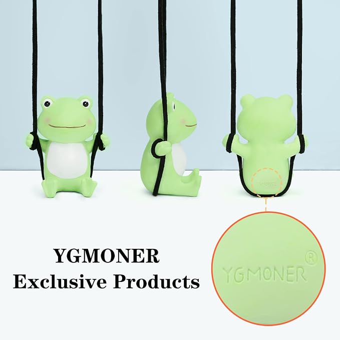YGMONER Cute Swinging Frog Car Rear View Mirror Hanging Accessories Funny Car Interior Decor Gifts for Women Men (Frog)