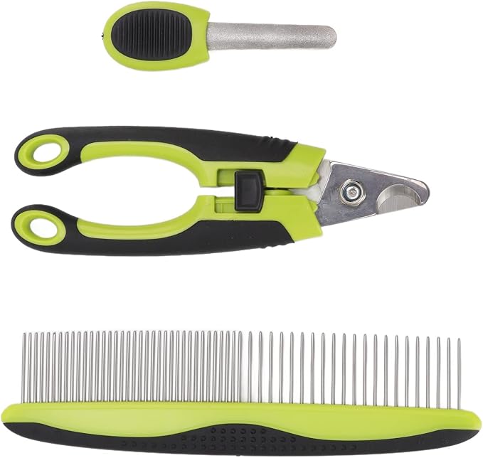 Gavigain Pet Grooming Kit, Stainless Steel Tools, Non Slip Handles, Portable, for Dogs, Cats, Rabbits, Ferrets, Birds, Home Grooming Supplies