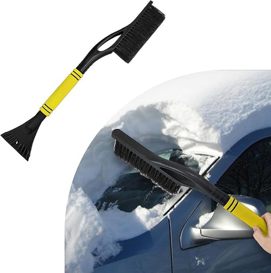 24 Inch Car Snow Scraper and Brush, Detachable Scratch Free Ice Scraper with Ergonomic Foam Grip, Universal Winter Snow Removal Tool for Car Windshield Window (Yellow)