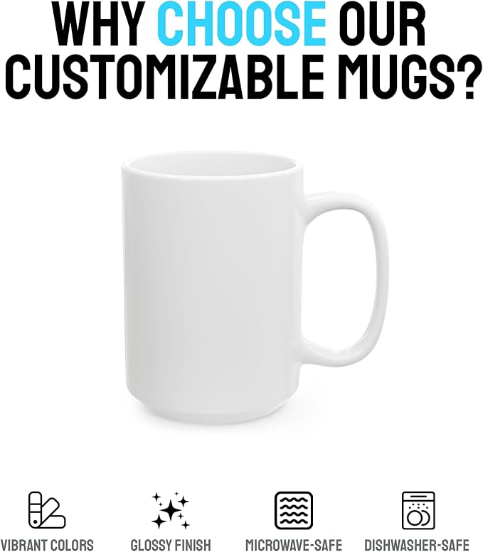 Personalized Coffee Mug with Image Text Logo - Custom Gift for Anniversary Birthday Friends Office Tea Cup 15oz White (White, 15oz)
