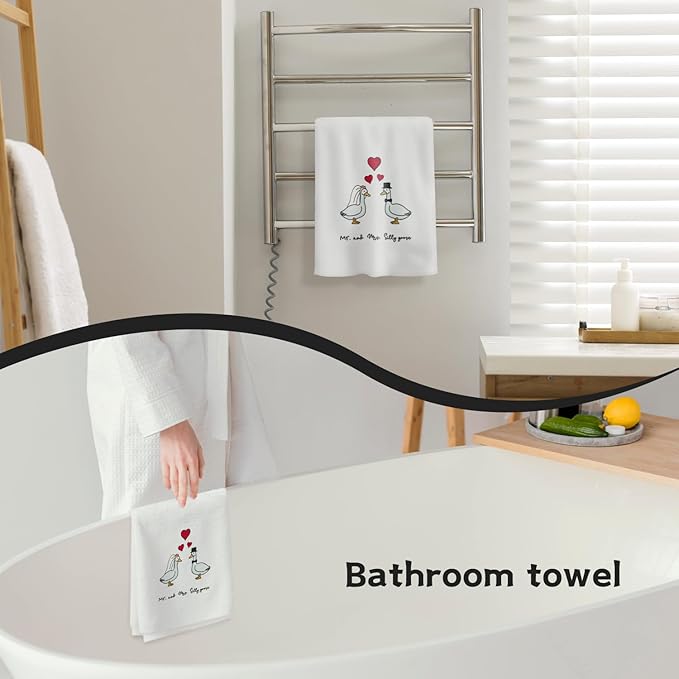 Goose Kitchen Towels, Wedding Gifts for Newlyweds Couples Hand Towels, Mr and Mrs Gifts Dish Towels Tea Towels, Decorations Hand Towels, 16x24 Inch