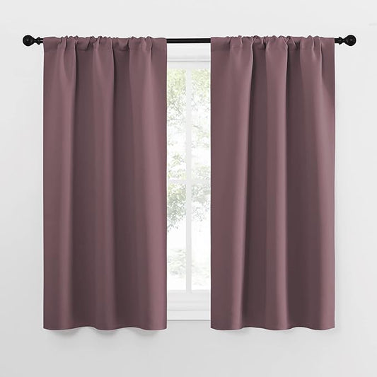 NICETOWN Kitchen Curtains, Short Blackout Curtains & Drapes, Home Decoration Privacy Thermal Insulated Curtains for Unicorn Theam Room (Dry Rose, 34" Wide, 54" Long, 2 PCs)