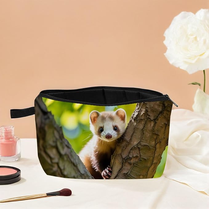 Ferret Makeup Bag for Women Travel Cosmetic Organizer Bag Teacher Appreciation Gifts Small Zipper Toiletry Bag