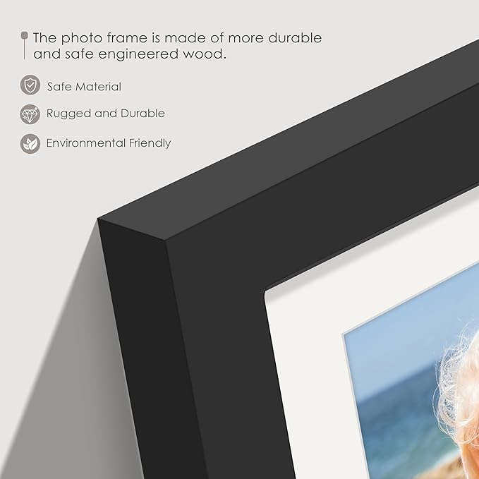 5x7 Picture Frame Collage Holds 3 Photos Made of High Definition Glass, Mat for Display 4x6 Picture Frame Collage Photo for Wall Decor Black