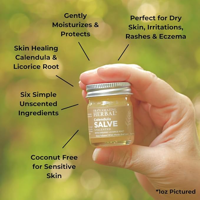 Calendula Salve, Calendula Cream, Drawing Salve, Calendula Ointment, Ora's Amazing Herbal, Coconut Free Salve made with Organic Calendula and Licorice Root, 4 oz