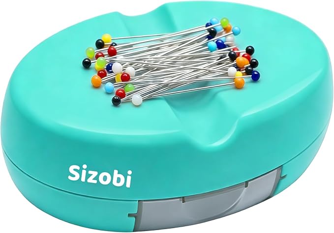 Sizobi Magnetic Pin Holder with 100 Pcs Pins, Sewing Supplies Organizer | Magnetic Pin Cushions for Sewing, Needle Magnetic Quilting Pins Holder Organizer, Bobby Pin Holder, Paper Clip Holder