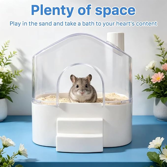 Hamster Sand Bath Container, Hamster Bathtub Digging Sand Container, Large Space for Pygmy Hamsters, Chinchilla, Rats, Mice, Gerbils, Other Small Animal