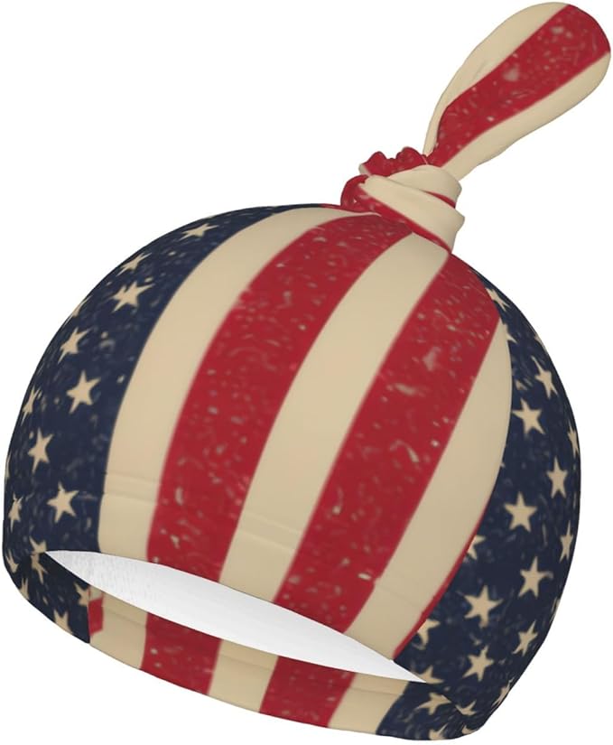 Newborn Swaddle Blankets and Hat Set Soft Cotton Baby Swaddle Wrap Warm Infant Receiving Blanket USA Flag