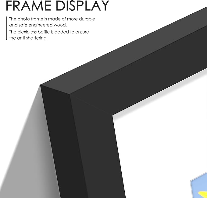12x28 Collage Picture Frames Display One 8x10 Inch and Two 5x7 and Two 4x6 Photos Collage Wall Decor Wall Hanging or Tabletop Black