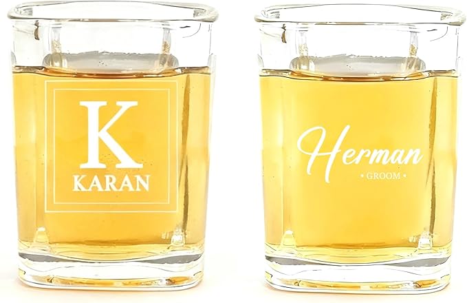 Personalized Groomsmen Gifts, Whiskey Glass 10 oz, Best Man Gift Custom Wedding Party Barware, Old Fashion Cup for Brandy Whiskey Beer for Men, Rocks Glasses for Dad, Husband (Style B)