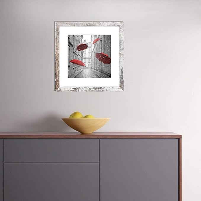 11x11 Picture Frame, Display Pictures 8x8 with Mat or 11x11 without Mat Rustic Style Square Photo Frames for Wall Mounting