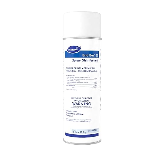 Diversey 04832 End Bac II Spray Disinfectant, Eliminates Odors & Prevents Mold & Mildew, Fresh Scent, Aerosol, 15-Ounce (Pack of 12)
