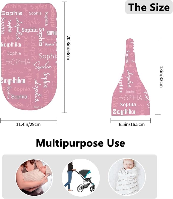 Swaddle Blanket with Hat Set Newborn Name Lettering Pink Receiving Blankets Baby Swaddle Wrap Soft Sleep Sack for Baby Boys and Girls
