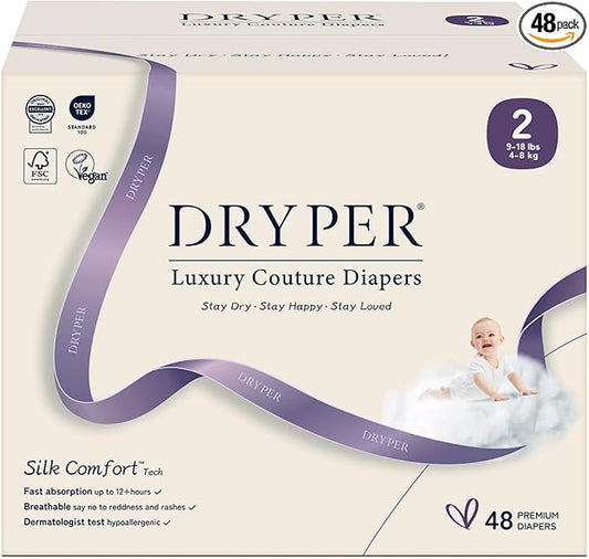 Baby Nappies - Size 2 (4-8kg / 8-18 lbs), 6 x 8 Nappies (48 Total), Ultra Soft Nappies Super Absorption Core Disposable Baby Diapers