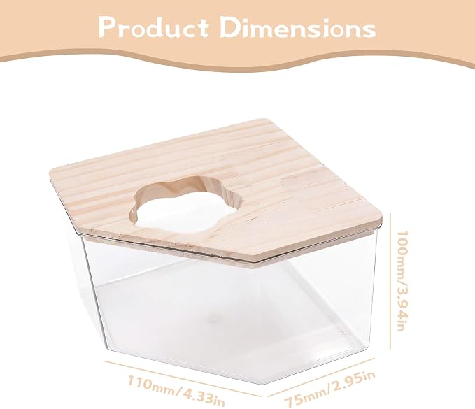 Hamster Sand Bath Box–Transparent Syrian Hamster Shower Bathtub with Comb for Small Pets, Acrylic Micro Sand Bath Box with Lid, Ideal Hamster Dig Box - Pentagon