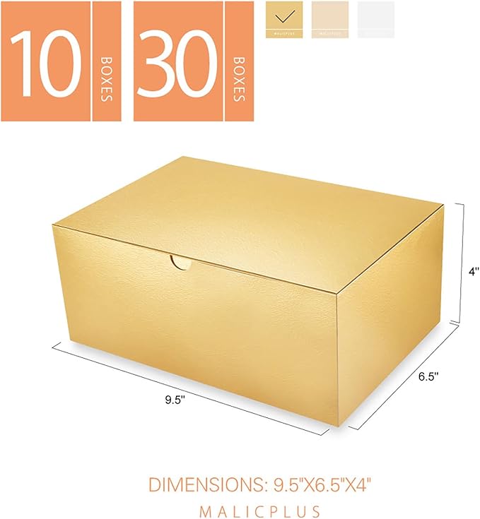 10 Gift Boxes 9.5x6.5x4 Inches Gift Boxes with Lids Boxes for Gifts Bridesmaid Proposal Boxes, Gold Gift Boxes Bulk for Light Weight Gifts, Crafting