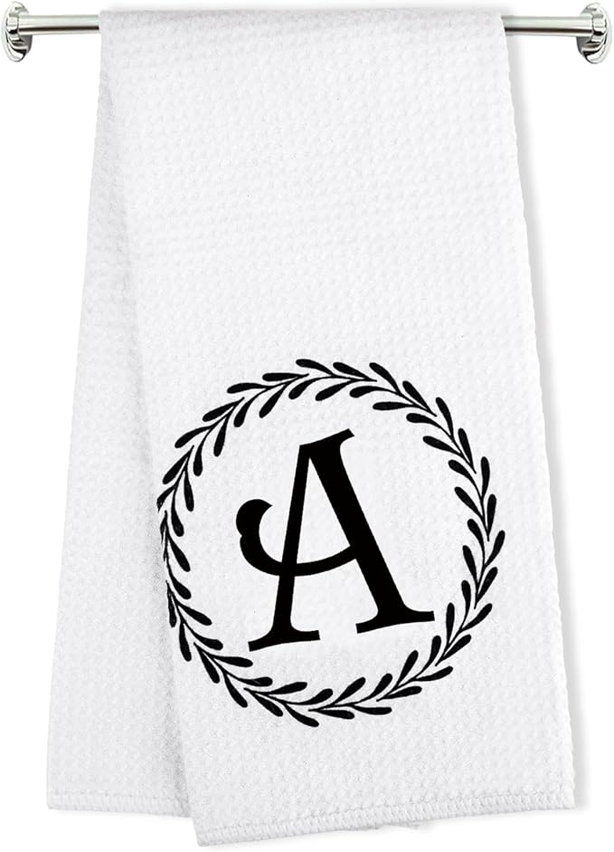 Monogrammed Hand Towels Name Ini-tial Letter A Kitchen Towels,Personalized Gifts for Women Wife Mom,Monogram Dish Towel Decorative Tea Towel 17x23 Inch,for Kitchen Bathroom