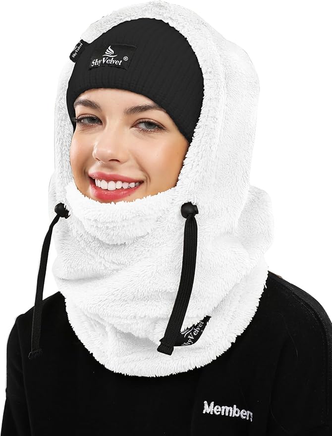 Shy Velvet Balaclava Wind-Resistant Winter Face Mask,Fleece Ski Mask for Men and Women,Warm Face Cover Hat Cap Scarf