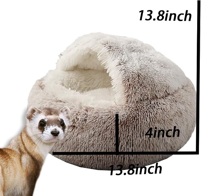 Ferret Bed Cave Bed and Hideout，Ferret Hideaway Bed Accessories for Cage(Brown)
