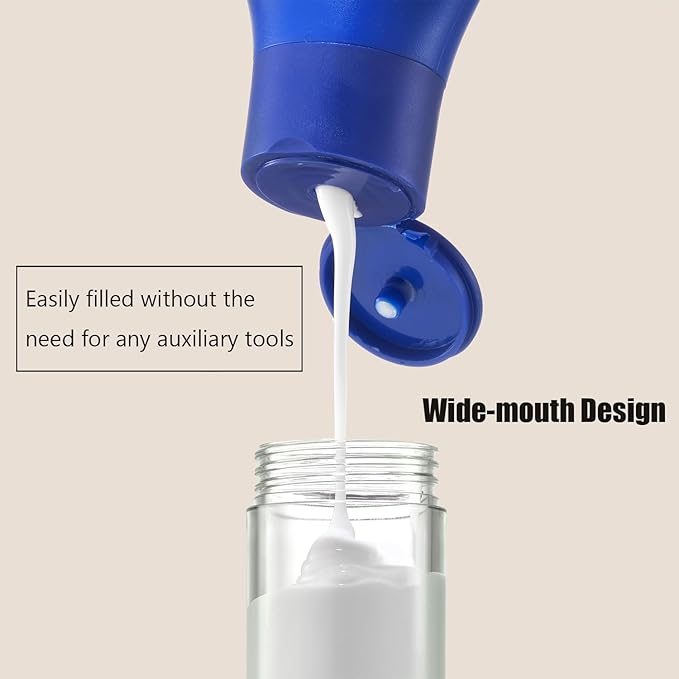 Wide Caliber airless Vacuum Pump Bottle, Reusable Cosmetics Pump Dispenser, DIY Easy Canned, Translucent Black Travel Size can be Packaged Separately Shampoo Light Lotion, etc. (1.7/oz, 4 Packs)