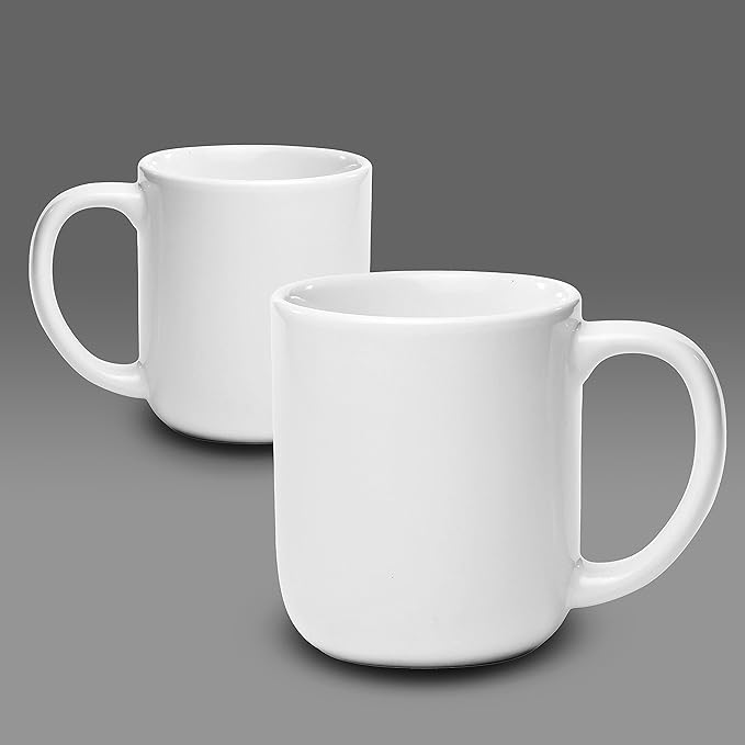 DISCOUNT PROMOS Vibrant Color Glossy Ceramic Mugs 16 oz. Set of 10, Bulk Pack - Perfect for Tea, Espresso, Cappuccino, Hot Cocoa - White
