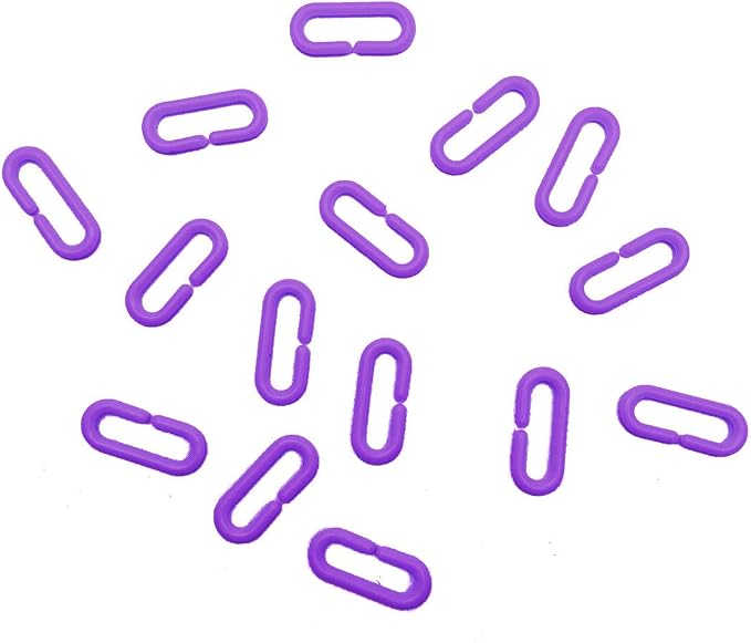200Pcs Purple C-Clips Plastic Chain Links for Birds & Small Pets | Non-Toxic Safe & Durable. Chew-Resistant For Indoor/Outdoor. C-Clip Snaps Together Easily. Plastic Chain Toy For Small Pets