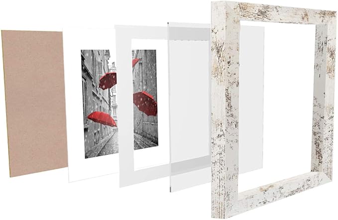 11x11 Picture Frame, Display Pictures 8x8 with Mat or 11x11 without Mat Rustic Style Square Photo Frames for Wall Mounting