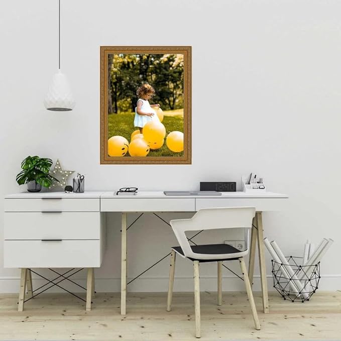 M Modern Memory Design 15x30 Gold Picture Frame Ornate - Wall Mount Acrylic Glass 15x30 Frame