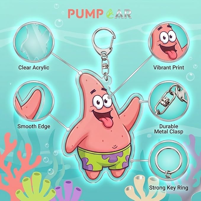PumpCar Acrylic Keychain Double-Sided Charm Key Ring with Metal Clip Backpack Charm Bag and Car Key Accessory Collectible