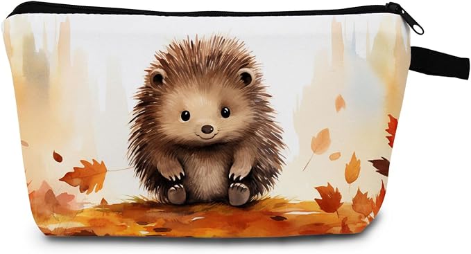 Hedgehog Makeup Bag for Women Travel Cosmetic Organizer Bag Teacher Appreciation Gifts Small Zipper Toiletry Bag