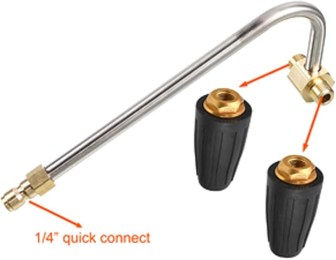 RIDGE WASHER Gutter Cleaner Attachment for Pressure Washer, with 2 Rotary Turbo Nozzle, 1/4 Inch Quick Disconnect, 3600 PSI