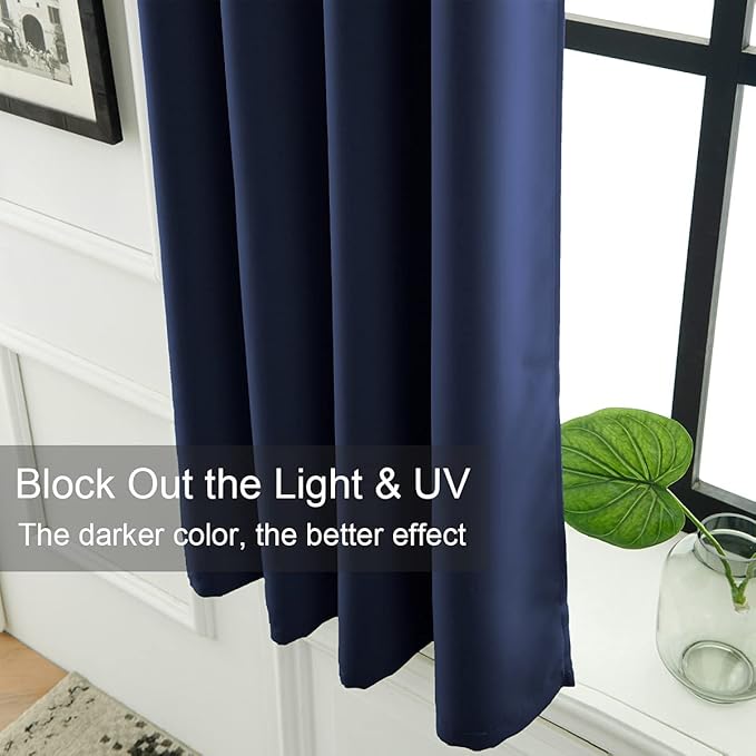 LA PALMA Thermal Insulated Blackout Darkening Grommet Living Room Curtains Window Drapes for Bedroom Pack of 2 Panels