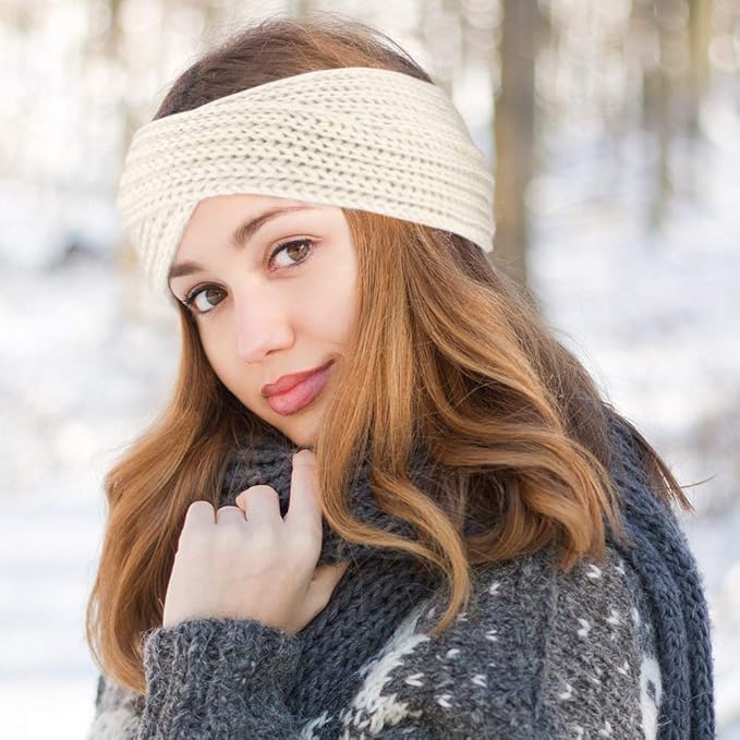 DRESHOW Winter Knit Chunky Headbands for Women Crochet Turban Knitted Ear Warmer Fashion Head Wrap 6 Pack