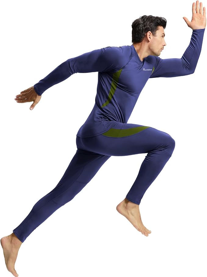 romision 2 Pack Thermal Underwear for Men Long Johns Fleece Lined Hunting Gear Bottom Top Set Base Layer Cold Weather XS-4XL
