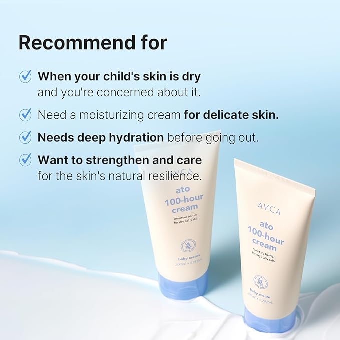 AVCA Ato 100-Hour Baby Cream for Dry, Sensitive Skin and Long-Lasting Moisture 200ml/6.76fl. oz.