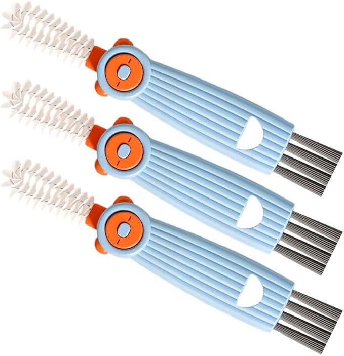 3 in 1 Water Bottle Cleaning Brush, Multifunctional Cup Lid Gap Cleaner for Bottles, Cups, and Food Storage Containers, Portable Crevice Cleaning Brush for Kitchen Use (3, Blue)