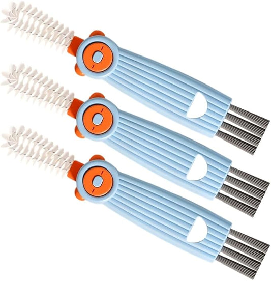 3 in 1 Water Bottle Cleaning Brush, Multifunctional Cup Lid Gap Cleaner for Bottles, Cups, and Food Storage Containers, Portable Crevice Cleaning Brush for Kitchen Use (3, Blue)